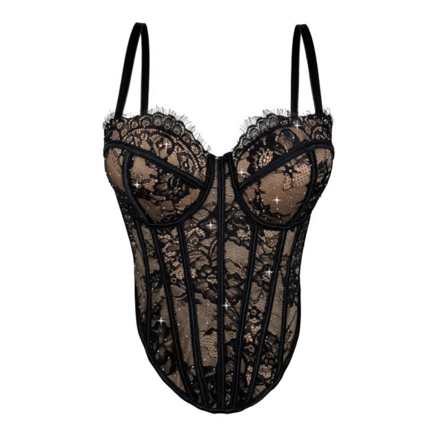 New Sexy Lace Camisole Women's Outer Wearing Corset Gather Underwear Fishbone Tube Top