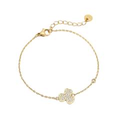 Sweet diamond flower dog paws thin chain stainless steel bracelet