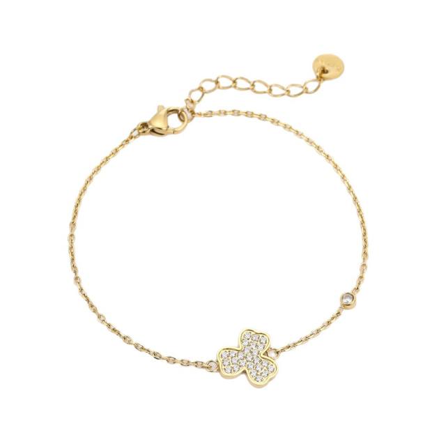 Sweet diamond flower dog paws thin chain stainless steel bracelet