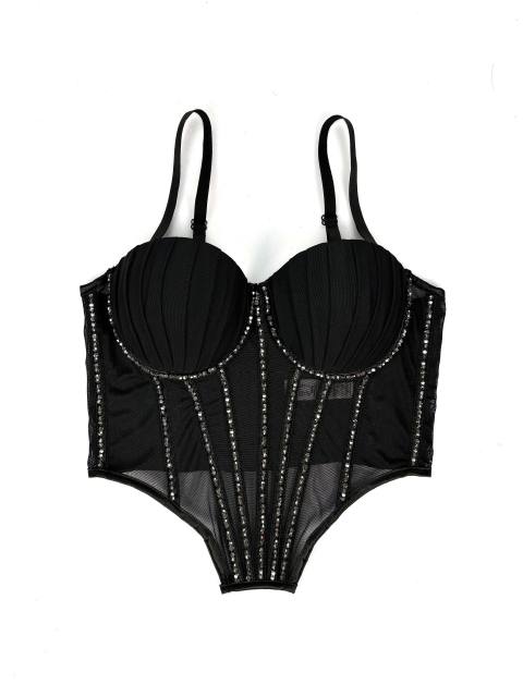 Sexy Mesh Sling Inner Vest with Chest Pad Outer Wear Flash Diamond Fishbone corset tops camisole