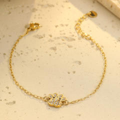Sweet diamond flower dog paws thin chain stainless steel bracelet