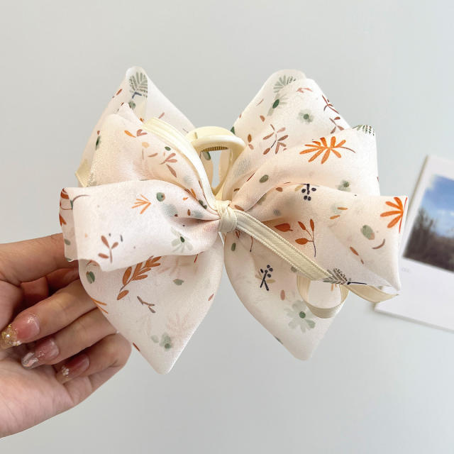 Sweet Printed Multi-layer Bow Tiara Clip hair claw clips
