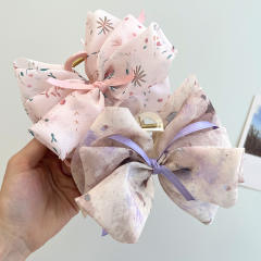 Sweet Printed Multi-layer Bow Tiara Clip hair claw clips
