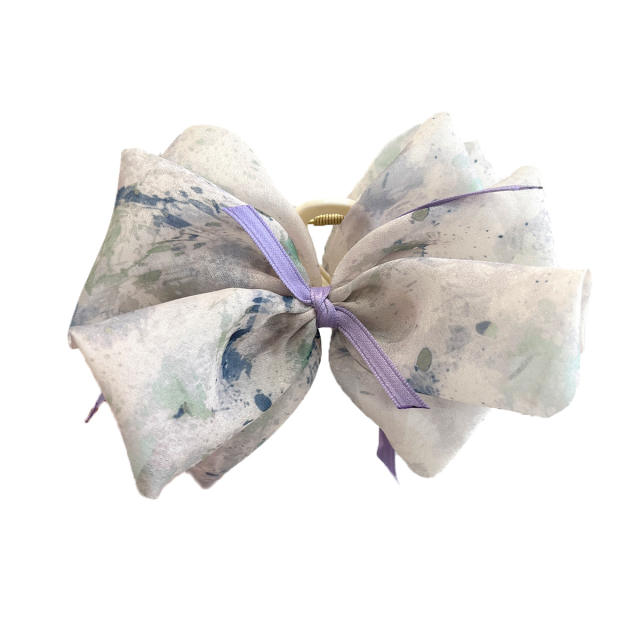 Sweet Printed Multi-layer Bow Tiara Clip hair claw clips