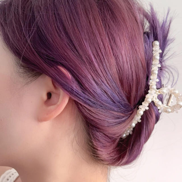 Korea Elegant Flower Pearl Metal Hairpin women hair claw clips