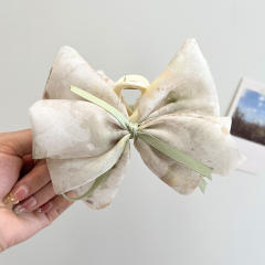 Sweet Printed Multi-layer Bow Tiara Clip hair claw clips