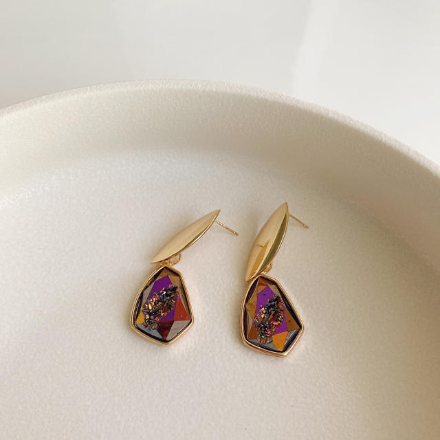 Laser Irregular Colorful Earrings Women's Geometric All-match Ear Jewelry