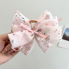 Sweet Printed Multi-layer Bow Tiara Clip hair claw clips