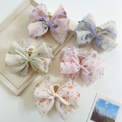 Sweet Printed Multi-layer Bow Tiara Clip hair claw clips