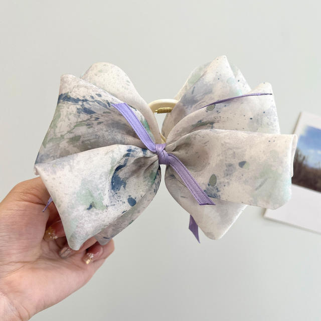 Sweet Printed Multi-layer Bow Tiara Clip hair claw clips