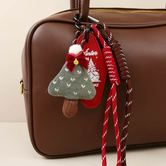 Christmas kniited hat keychain bag charms for women