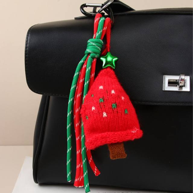 Christmas kniited hat keychain bag charms for women