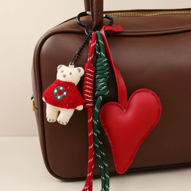 Christmas kniited hat keychain bag charms for women