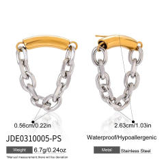 Simple mix color chain geometric stainless steel earrings