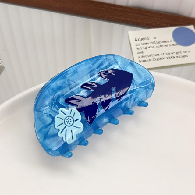 Imitation Acetic Acid Hairpin Grab Clip Cloud Printed Hair claw clips