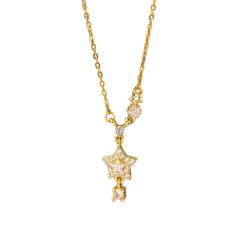 Hot sale diamond star pendant stainless steel chain necklace