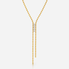 Y shape long tassel cubic zircon stainless steel necklace