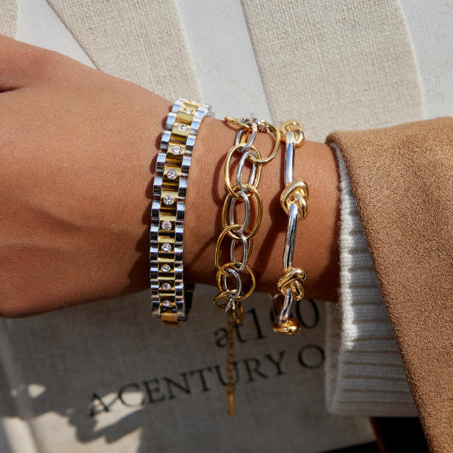 18KG mix color thick chain stainless steel bracelet bangle