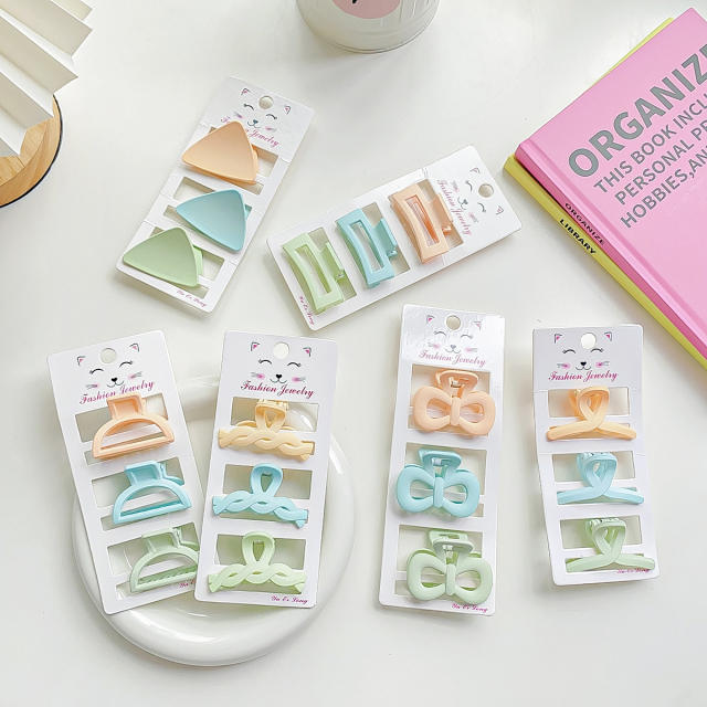 Frosted Candy Color small size Grab Clip suit hair claw clips set
