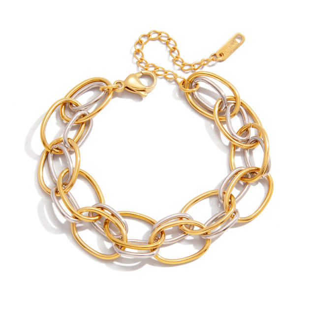 18KG mix color thick chain stainless steel bracelet bangle