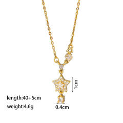 Hot sale diamond star pendant stainless steel chain necklace