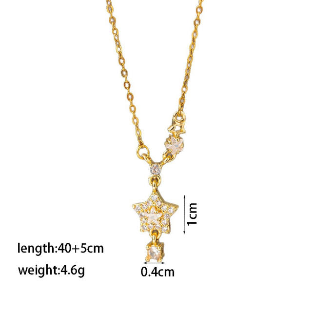 Hot sale diamond star pendant stainless steel chain necklace