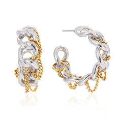 18KG punk trend chain hoop stainless steel earrings