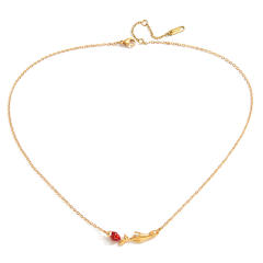 Classic hand of friendship rose flower stainless steel necklace