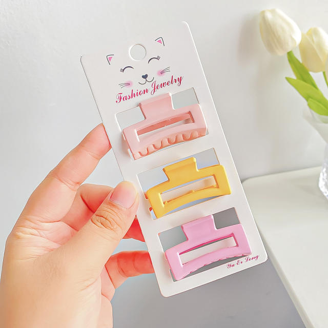 Frosted Candy Color small size Grab Clip suit hair claw clips set