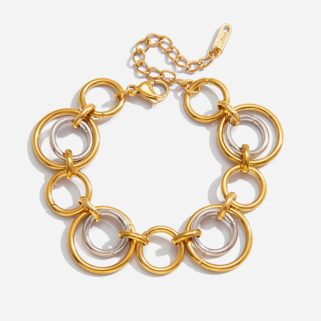 18KG mix color stainless steel chain bracelet bangle set