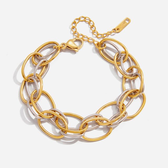 18KG mix color thick chain stainless steel bracelet bangle