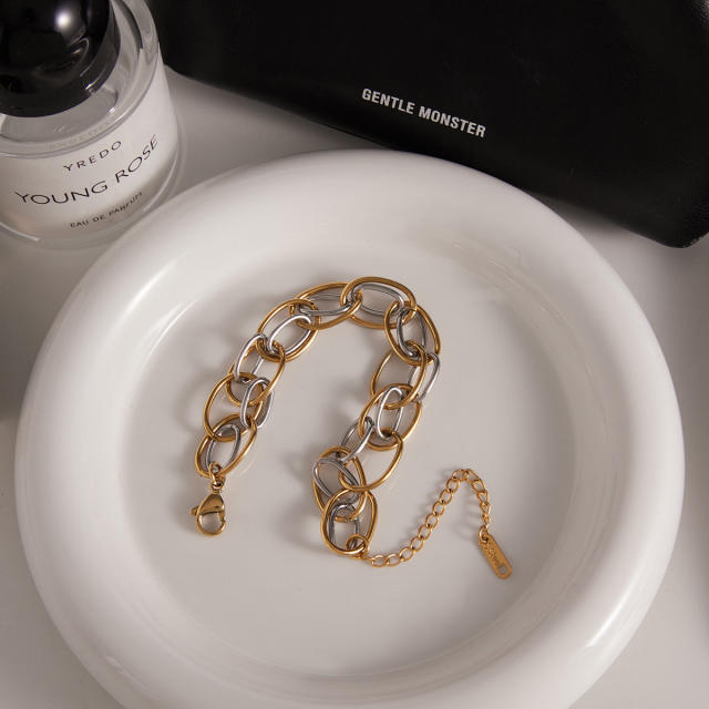 18KG mix color thick chain stainless steel bracelet bangle