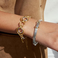 18KG mix color stainless steel chain bracelet bangle set