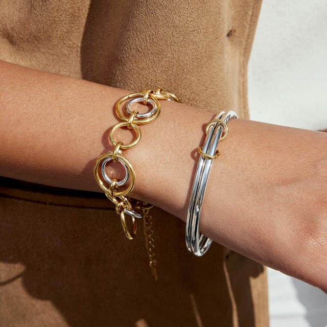 18KG mix color stainless steel chain bracelet bangle set