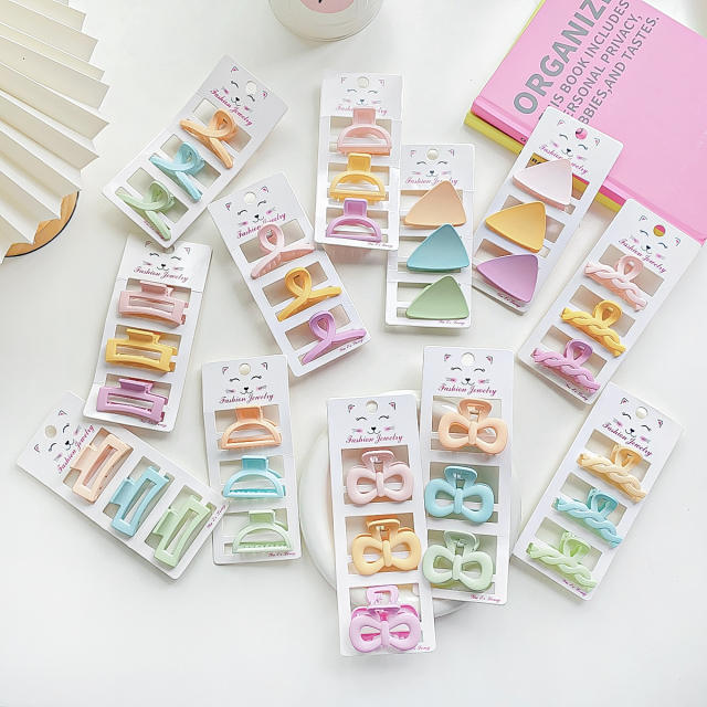 Frosted Candy Color small size Grab Clip suit hair claw clips set