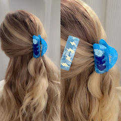 Imitation Acetic Acid Hairpin Grab Clip Cloud Printed Hair claw clips