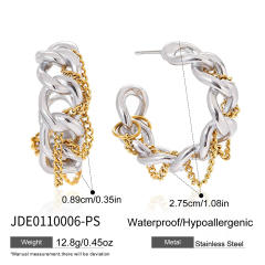 18KG punk trend chain hoop stainless steel earrings