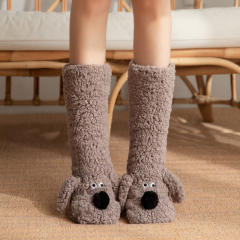 Non-Slip Indoor Snow Socks Fleece-Lined Thickened Coral Fleece Home Slippers