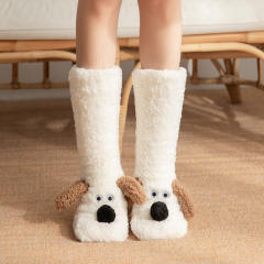 Non-Slip Indoor Snow Socks Fleece-Lined Thickened Coral Fleece Home Slippers