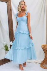 Elegant lake blue sweet maxi dress for women