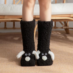 Non-Slip Indoor Snow Socks Fleece-Lined Thickened Coral Fleece Home Slippers