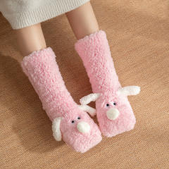 Non-Slip Indoor Snow Socks Fleece-Lined Thickened Coral Fleece Home Slippers