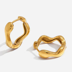 Elegant wave shape stainless steel ear cuff studs earrings