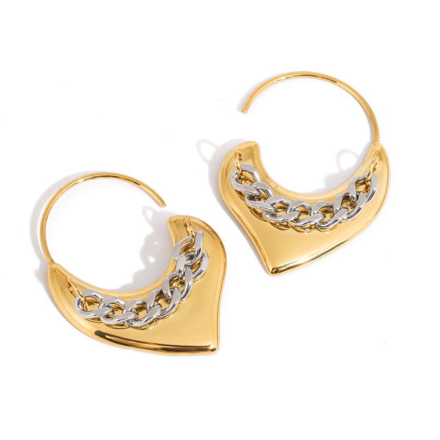 Elegant mix color heart shape stainless steel earrings