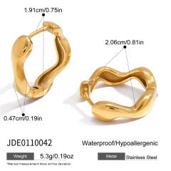 Elegant wave shape stainless steel ear cuff studs earrings