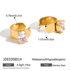 18KG U shape cubic zircon stainless steel earrings hoop earrings