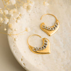Elegant mix color heart shape stainless steel earrings