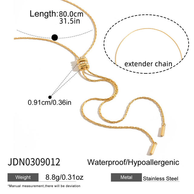 Easy match winter long necklace sweater chain stainless steel necklace
