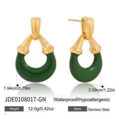 Elegant enamel drop stainless steel earrings hollow drop earrings