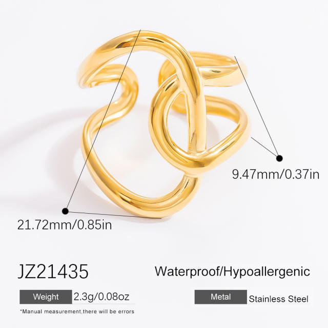 Irregular lines hollow-out exaggerated textured starfish ring stainless steel rings